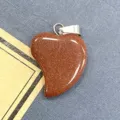 Goldstein Herz Anhänger glitzernder Edelstein DIY Schmuck Zubehör Halskette Kristall Glück - 16x21mm / Goldsandstein