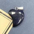 Blauer Sandstein Herz Anhänger Kristall Stein DIY Schmuck Zubehör Charm für Halskette - 16x21mm / Blauer Sandstein