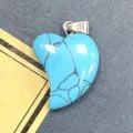 Türkis Herz Anhänger Naturstein asymmetrischer Charm für DIY Halskette Schmuckherstellung - 16x21mm / Blauäderiger Türkis