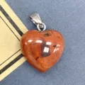 Ciondolo cuore in pietra naturale cristallo per collana moda e accessori gioielli DIY - Diaspro Rosso / 15x17mm