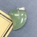 Natürlicher grüner Kristall Herz Anhänger DIY Edelstein Charm Schmuck Zubehör für Halskette - 16x21mm / Grüner Aventurin