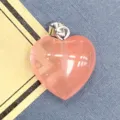 Pendente Cuore in Cristallo Rosa Pietra Naturale per Collana DIY Gioielli Accessori - Cristallo Anguria / 15x17mm