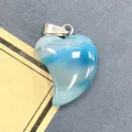 Natürlicher blauer Achat Stein Herz Anhänger Kristall Edelstein DIY Schmuck Zubehör - 16x21mm / Blauer Achat