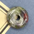 Naturstein Donut Anhänger, Kristall Achat Charms für DIY Halskette Schmuck Zubehör. - 15mm / Drachenblutstein