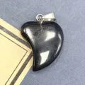 Natürlicher schwarzer Stein asymmetrischer Herz Anhänger Kristall DIY Schmuckstück. - 16x21mm / Schwarzer Achat