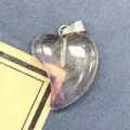 Natürlicher Stein schiefer Herz Kristall Anhänger DIY Schmuck Zubehör, Halbedelstein. - 16x21mm / Lila Fluorit