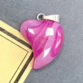 Rosa Achat Asymmetrisches Herz Anhänger Naturstein Kristall Schmuck DIY Zubehör - 16x21mm / Rosaroter Achat
