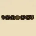 Bohemian style women retro waist belt with turquoise inlay and metal buckle for dress. - Antique Bronze Coffee