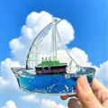 Creatieve vloeibare drift fles oceaan zeilboot ornament desktop speelgoed cadeau. - Grote zeilboot vloeibare decoratie - gletsjercruiseschip
