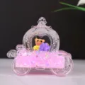 Acryl pompoen koets vloeistof zandloper bureau decoratie beer detail weergave - Romig Roze