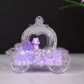 Transparant acryl pompoen koets vloeibaar zandloper ornament bureaublad speelgoed cadeautje - Melkpaars
