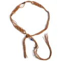 Bohemian braided waist belt with colorful beads and chic tassels, perfect for dresses. - Camel