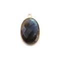 Oval faceted labradorite gemstone pendant gold bezel DIY jewelry making accessory charm - 20x31mm / Flash Stone (Labradorite)
