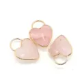 Herzform natürlicher Kristall Stein facettierter Anhänger vergoldeter Ring DIY Schmuck - 14x25mm / Rosenquarz