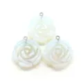 White Opal Rose Flower Pendant Charms for DIY Necklace Jewelry Making Accessories Variant - 25x28mm / Opal