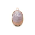 Natural stone oval faceted agate pendant DIY jewelry accessory charm style option. - 20x31mm / Banded Agate