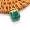 Groene vierkante stenen hanger met gouden ring voor DIY ketting sieraden accessoire - 10x15mm / Malachiet