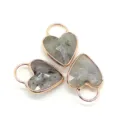 Naturstein Herz facettierter Anhänger mit Roségold Öse für DIY Pulloverkette Schmuck Zubehör - 14x25mm / Labradorit