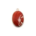 Oval faceted red gemstone pendant with gold plated frame DIY jewelry making accessory - 20x31mm / Red Jasper