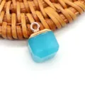 Natuurlijke kristallen vierkante hanger sieraden accessoires voor DIY ketting maken. - 10x15mm / Aquamarijn