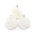 Natural stone carved rose flower pendant crystal DIY necklace jewelry accessories white - 25x28mm / White Crystal