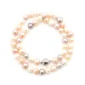 Doppelreihige Süßwasserperlen Kette mehrfarbig runde Perlen eleganter Halsschmuck Damen - 002 Fast Runde Perle (Magnetverschluss) / 7-8mm/44cm