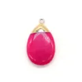 Natural stone teardrop pendant gemstone necklace DIY jewelry making accessories for craft. - 20x35mm / Rose Red Chalcedony