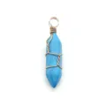 Colgante de cristal hexagonal turquesa azul, piedra envuelta en alambre para collar DIY joyas. - N.º 1 / 10x40mm