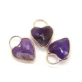Natürlicher Amethyst Herz Facettierter Anhänger Vergoldeter Großer Ring Schmuck DIY - 14x25mm / Amethyst