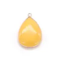 Gele druppelvormige natuurstenen hanger met gegalvaniseerde rand voor DIY ketting sieraden - Topaas / 21x35mm
