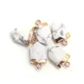 Ciondolo in pietra bianca naturale con cappuccio placcato oro, forma di scudo gioielli fai da te - Howlite