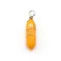 Colgante de piedra de cristal hexagonal naranja envuelto en alambre collar de bricolaje - N.º 2 / 10x40mm
