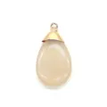 Natural Stone Teardrop Pendant Beige Agate Gold Cap DIY Necklace Jewelry Accessory - 20x35mm / Agate