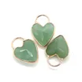 Grüner Naturstein Herz facettierter Anhänger vergoldeter großer Ring DIY Schmuck - 14x25mm / Grüner Aventurin