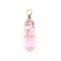 Colgante de columna hexagonal de cristal rosa envuelto en alambre, accesorio de collar DIY. - N°3 / 10x40mm