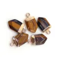 Ciondolo Scudo in Pietra Occhio di Tigre Naturale Facettato Accessorio Gioiello DIY - Occhio di tigre
