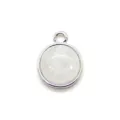 Round Natural Rose Quartz Pendant Silver Plated DIY Necklace Jewelry Making Accessory - 12x15mm / White Crystal