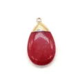 Red Stone Teardrop Pendant with Gold Bail DIY Necklace Jewelry Accessory Variant - 20x35mm / Red Jasper