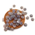 Natural stone flower shape unholed beads purple crystal loose beads DIY jewelry making accessories - 12mm, 2g / Grey Agate