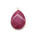 Natuursteen Druppel Hanger Met Gegalvaniseerde Rand DIY Ketting Sieraad Accessoire Magenta - Paarse Jade / 21x35mm