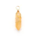 Colgante de cristal de piedra natural hexagonal envuelto en alambre DIY collar joya - Topacio / 10x40mm