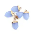 Ciondolo scudo blu sfaccettato accessorio gioiello DIY con anello oro per collane. - Acquamarina Sintetica