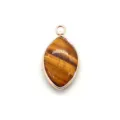 Pendente marquise in pietra naturale con montatura oro rosa accessorio collana DIY - Ciondolo Solo (Senza Catena) / Occhio di tigre
