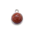 Round goldstone pendant charm silver plated DIY necklace jewelry accessory elegant design. - 12x15mm / Gold Sandstone