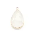 Druppelvormige natuursteen kristal hanger met vergulde rand DIY ketting sieraden accessoire - Bergkristal / 21x35mm