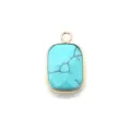 Rechthoekige turkoois hanger vergulde rand DIY ketting sieraden accessoire elegante charm - 13x21mm / Blauw Turkoois
