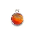 Round Natural Stone Pendant Silver Bezel Charm DIY Necklace Jewelry Accessory 1pc - 12x15mm / Size 4