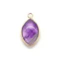 Ciondolo ametista marquise in pietra naturale con castone dorato accessorio gioielli DIY - Ciondolo Solo (Senza Catena) / Ametista