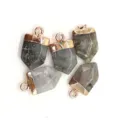 Ciondolo in pietra naturale con montatura in oro rosa, forma irregolare, accessorio DIY. - Labradorite Grigia