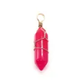 Hermoso colgante de columna hexagonal de cristal rosa alambre envuelto collar DIY joyería - Calcedonia Rosa Roja / 10x40mm